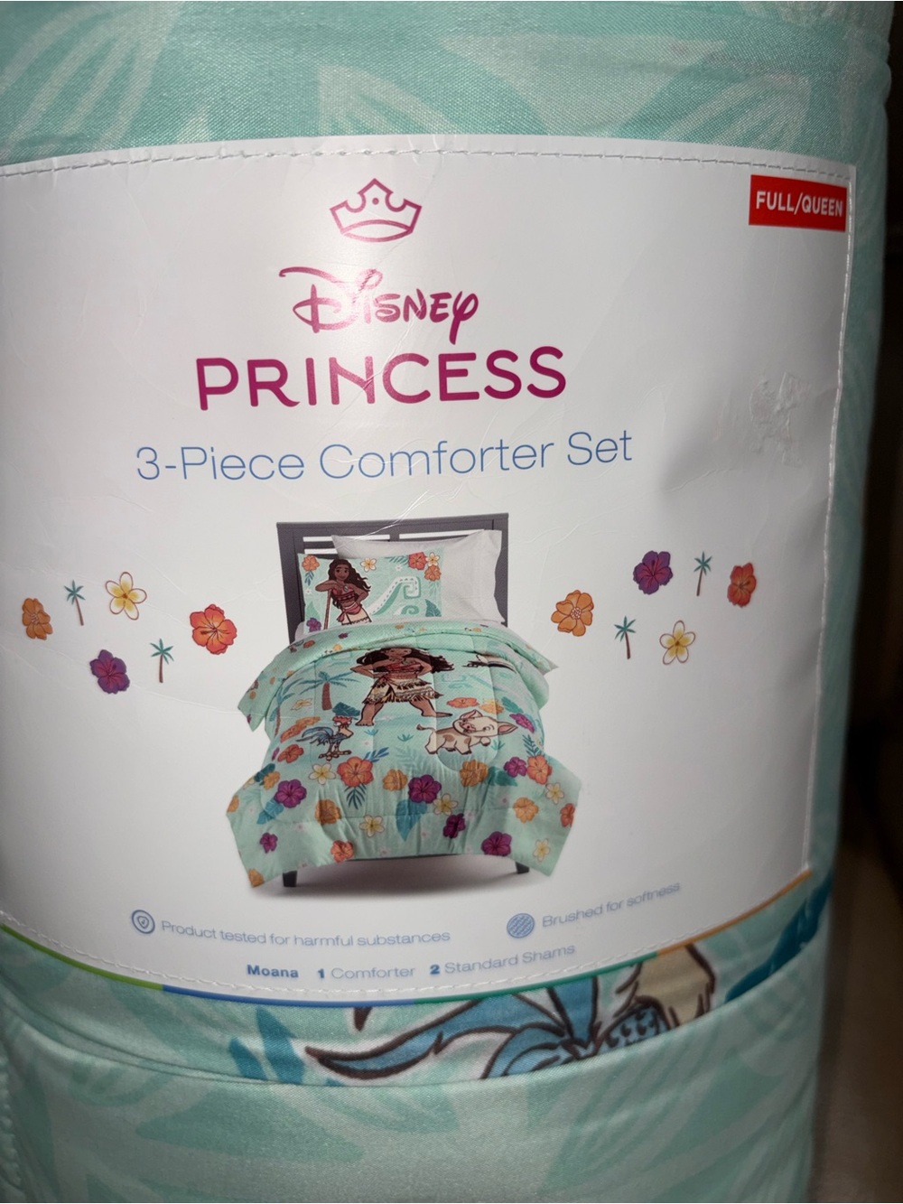 Disney Princess Moana Aqua Floral 3-Piece Comforter Set